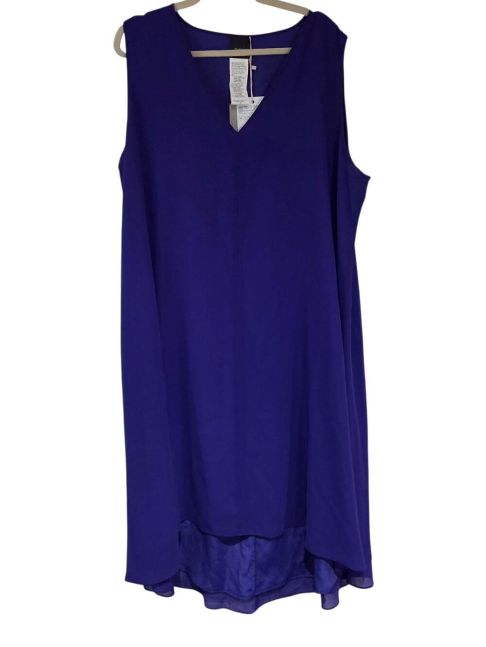Marina Rinaldi Persona "DUSE" Purple Chiffon Midi Dress With Sleeves 20W $395